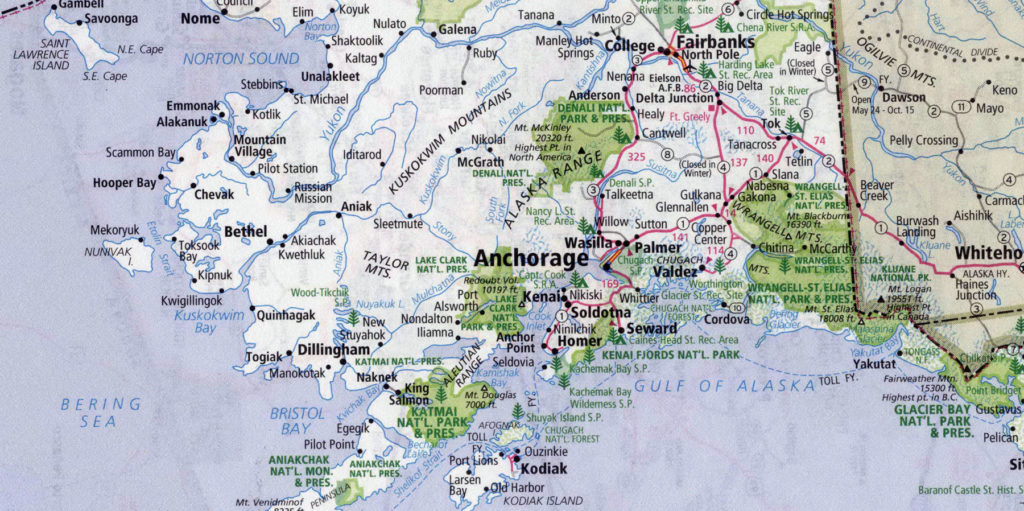 Detail from Alaska road map