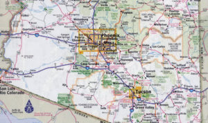 Detail of Arizona road map