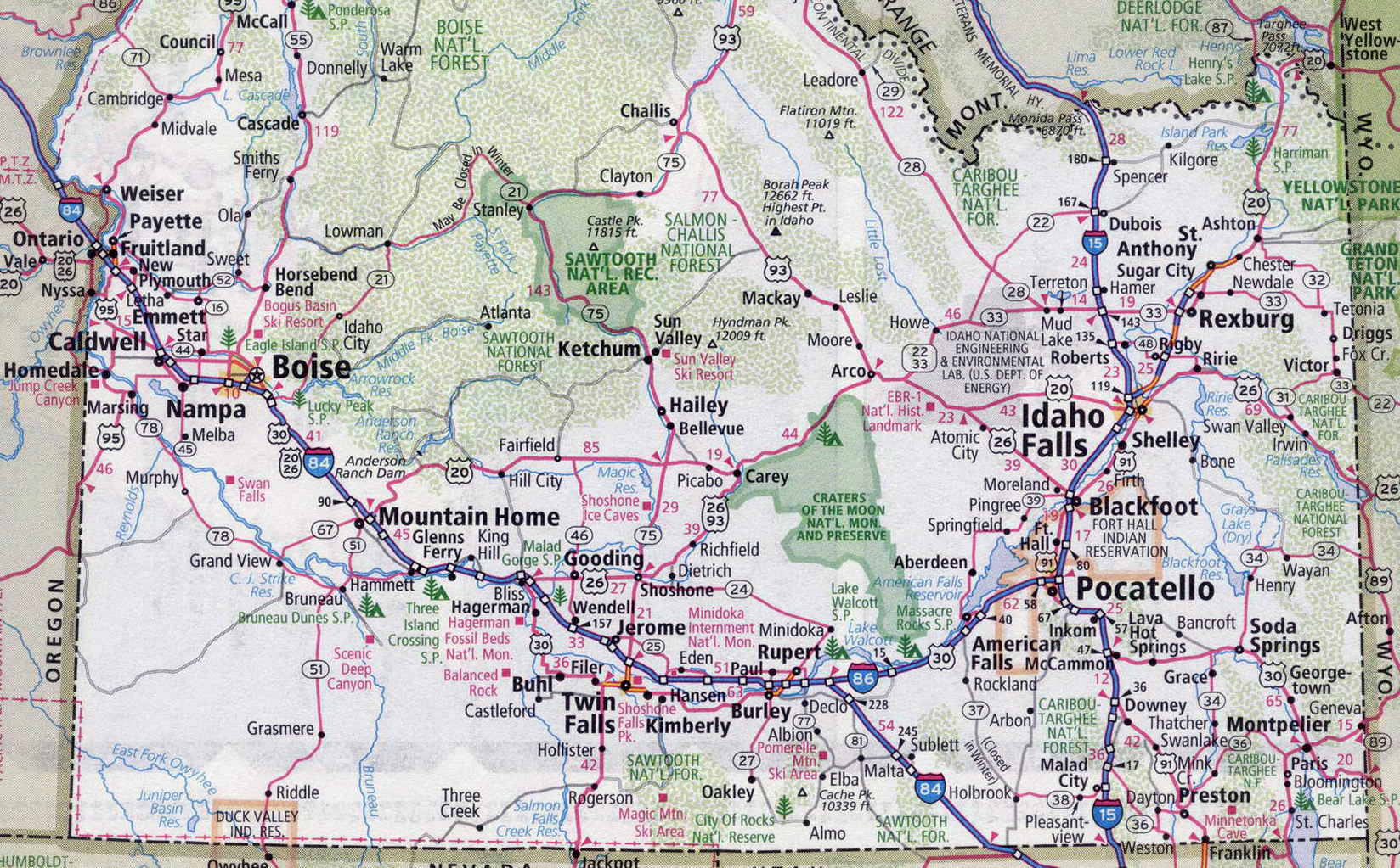 Idaho Road Map 1600 