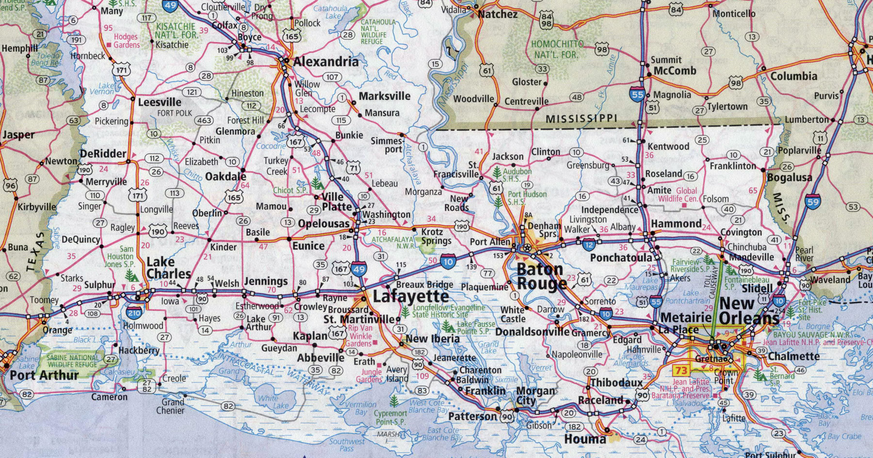 Louisiana Road Map 1800 