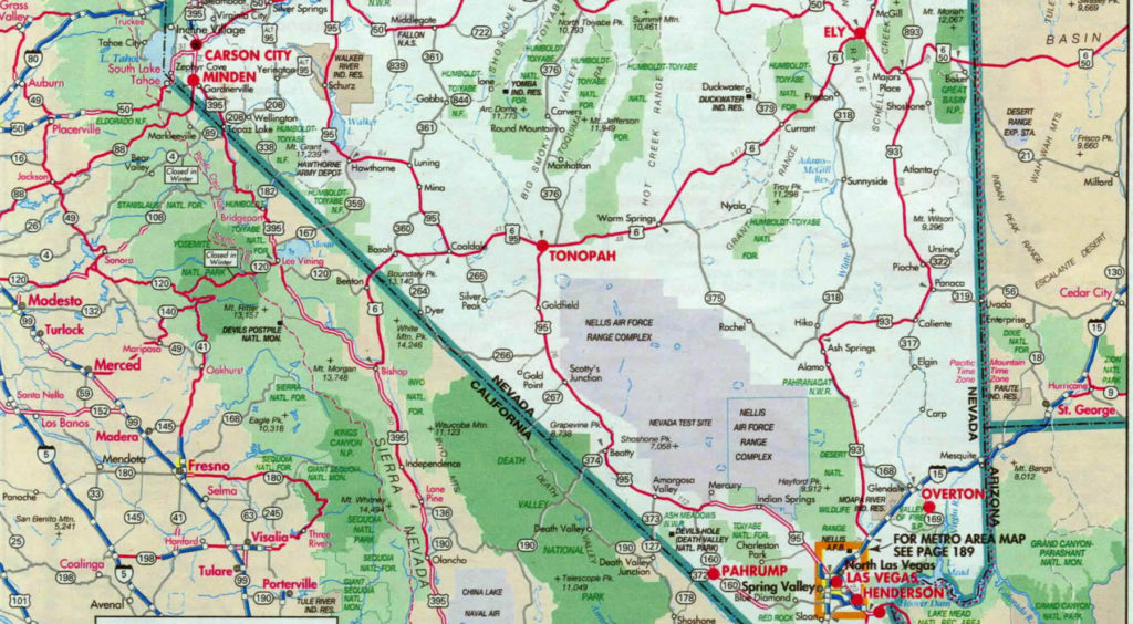Detail of Nevada road map