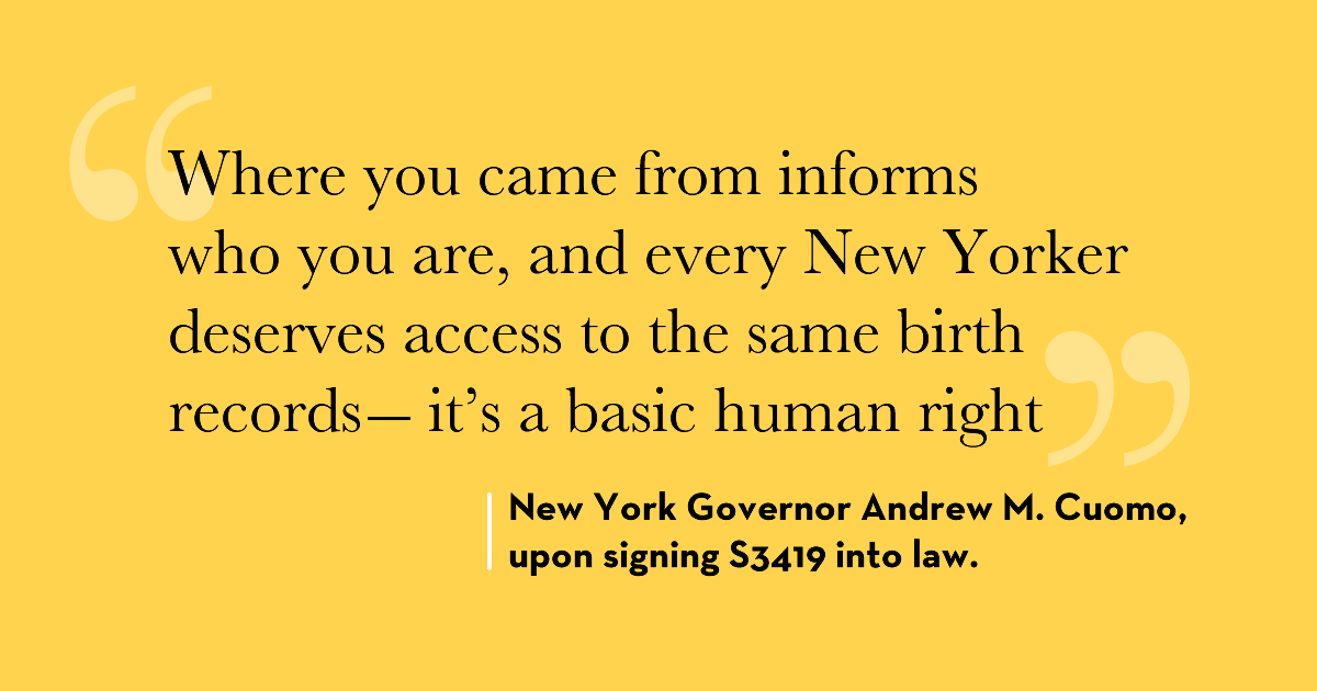 New York Original Birth Certificates Adoptee Rights Law