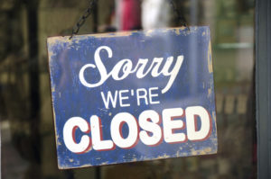 Sign that says Sorry Were Closed