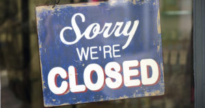 Sign that says Sorry Were Closed