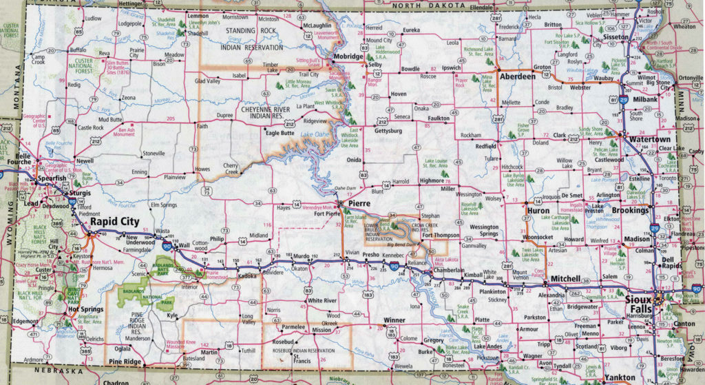 Detail from South Dakota road map