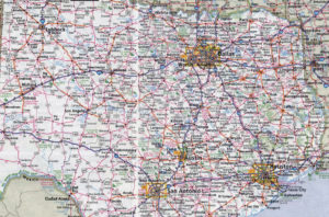 Detail of Texas road map