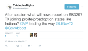 Texas Adoptee Rights Tweet