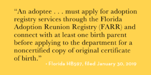 Florida HB597 Adoptee Rights Bad Bill