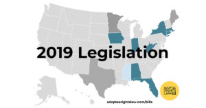 Map of states with adoptee rights legislation pending