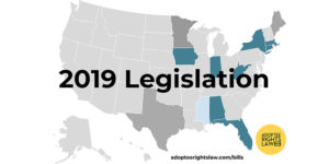 Map of states with adoptee rights legislation pending