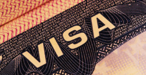 Close up of US visa