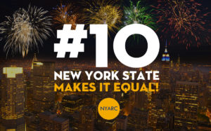 New York becomes the tenth state to pass equal rights legislation for all adult adoptees, with fireworks over the city of New York