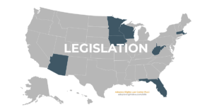 Map of the united states with word in all caps LEGISLATION