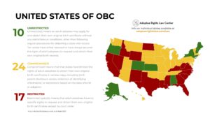 Map of Original Birth Certificate Rights for Adult Adopted People